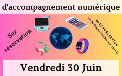 Nouvel atelier d’accompagnement numérique proposé par Femmes 41, le vendredi 30 juin 2023 de 9h à 12h à la Médiathèque, 35, rue Jules Ferry 41130 Selles sur Cher